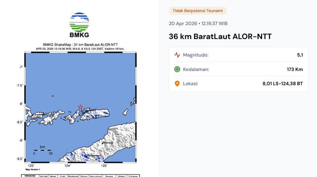 Gempa Mengguncang Indonesia di Awal Pekan, Senin 20 April 2026