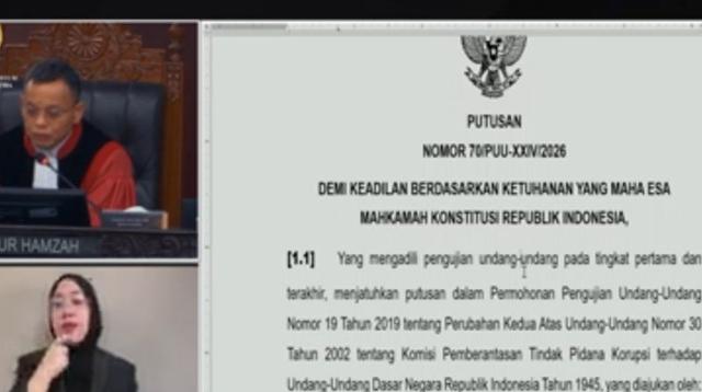---
MK Setujui Sebagian Permohonan Terkait Syarat Calon Pimpinan KPK

---