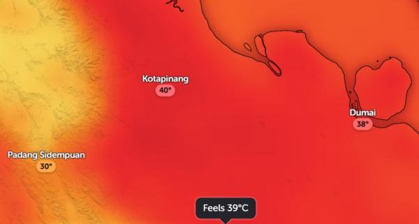 Suhu Terpanas di Indonesia Tercatat di Kotapinang dengan 40 Derajat Celsius